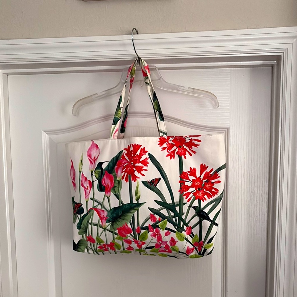 Floral Tote Bag with Pink and Green Design. NWOT